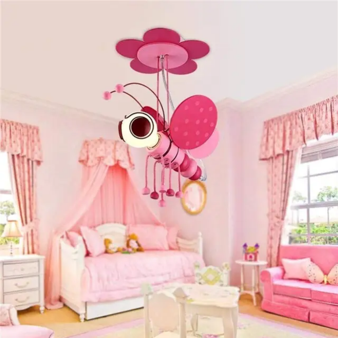 LED Bee Chandeliers Pendant Lamp For Kid's Room Flower Ceiling Lighting Fixtures