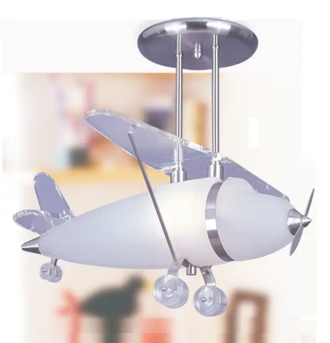 Nordic Airplane Glider Shaped Pendant Lights Hanging Lamp Fixture For Children Bedroom Glass Plane Indoor Lighting