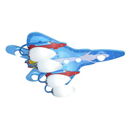 Nordic blue Airplane Glider Shaped Pendant Lights Hanging Lamp Fixture For Children Bedroom Glass Plane Indoor Lighting