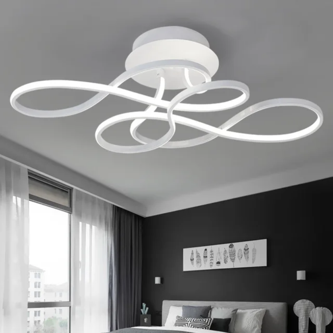 Modern Minimalist Style living room intelligent dimming gold black led strip ceiling light