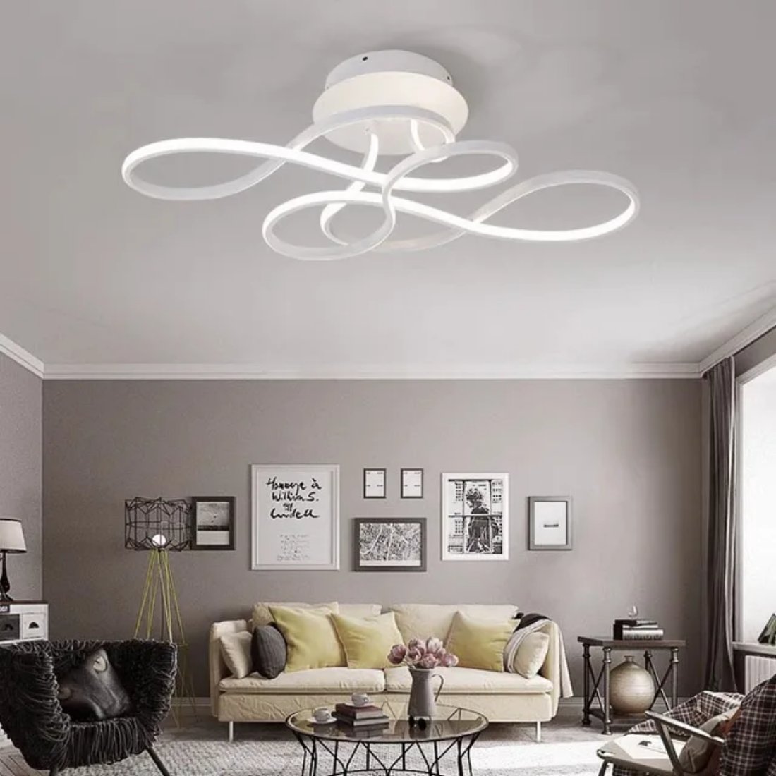 Modern Minimalist Style living room intelligent dimming gold black led strip ceiling light