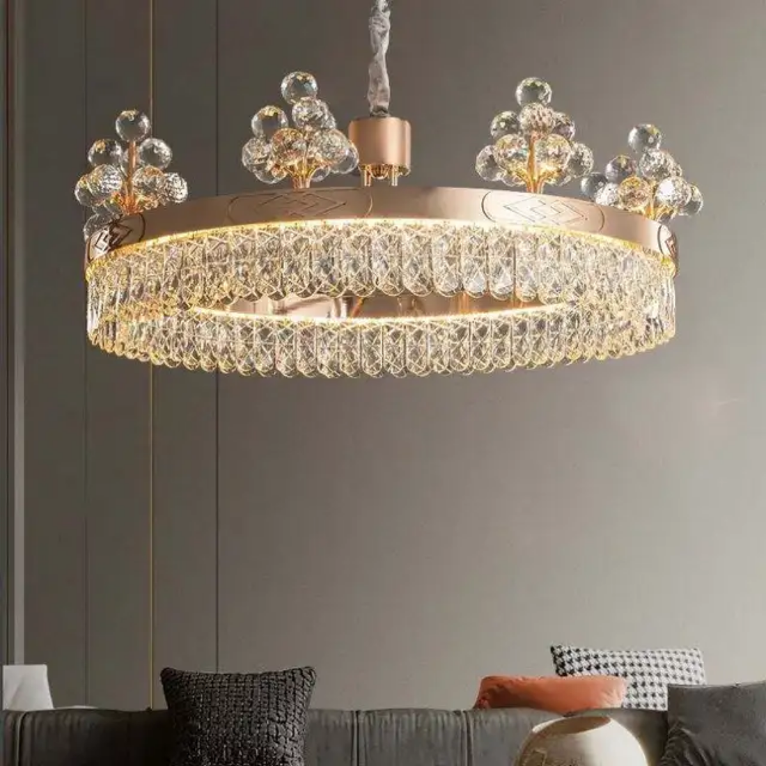 Modern Gold chandelier Luxury round K9 Crystal flower ball Chandeliers