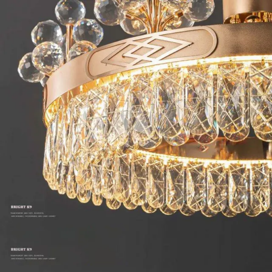 Modern Gold chandelier Luxury round K9 Crystal flower ball Chandeliers