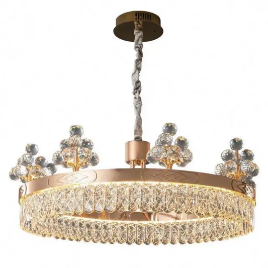 Modern Gold chandelier Luxury round K9 Crystal flower ball Chandeliers