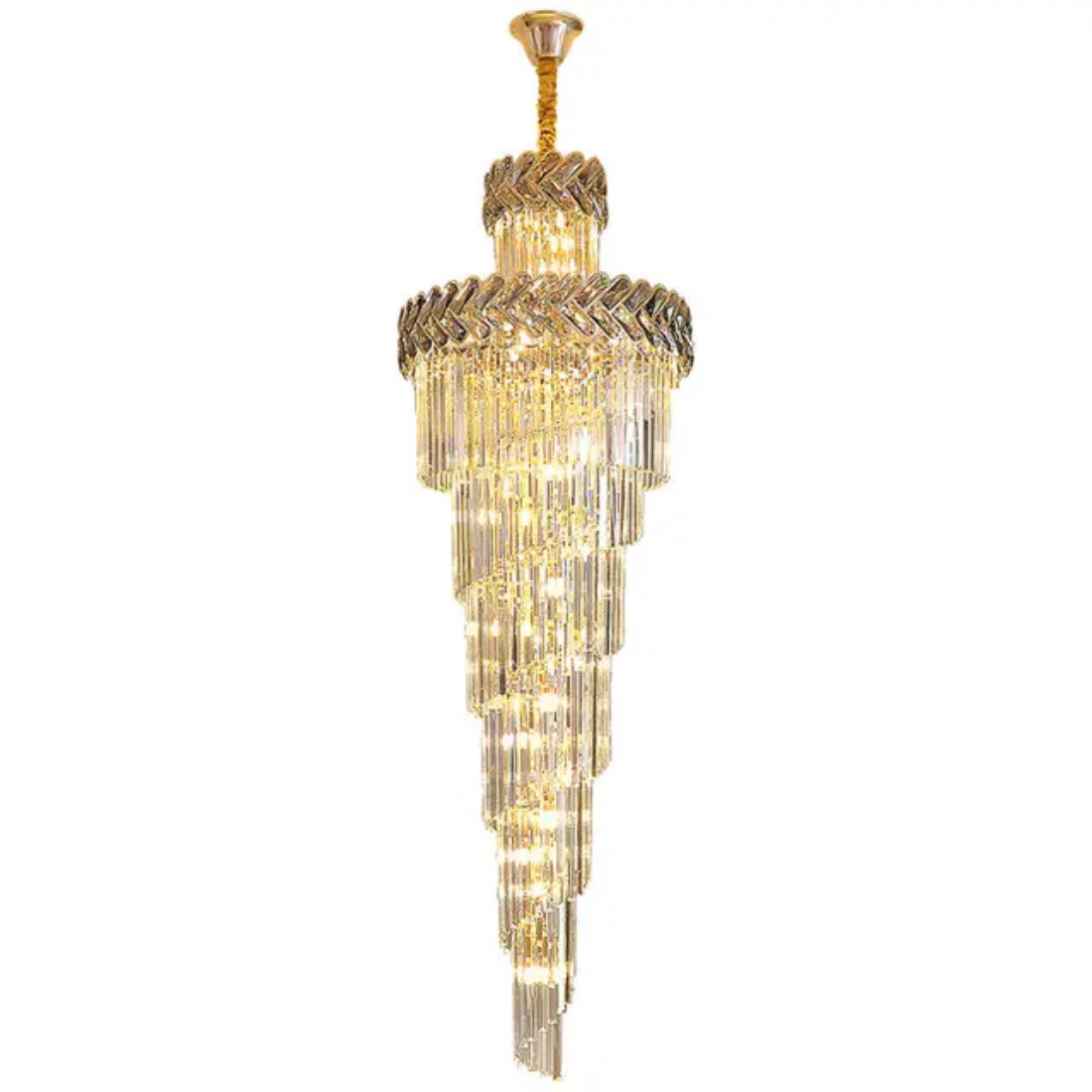 Modern staircase hanging light wedding large long spiral luxury led crystal chandeliers for home