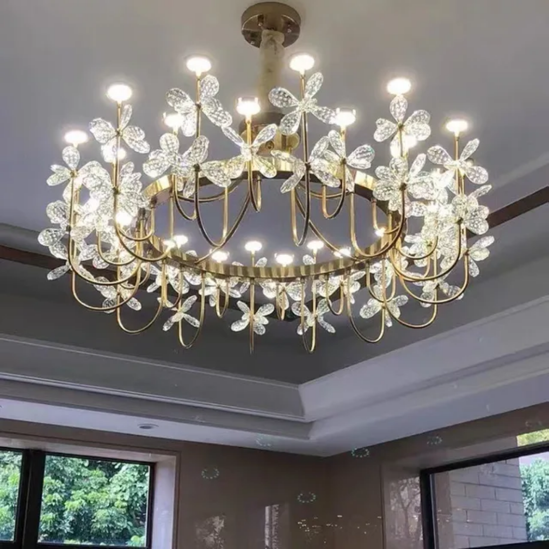 Nordic modern cristal parts flower k9 crystal chandelier