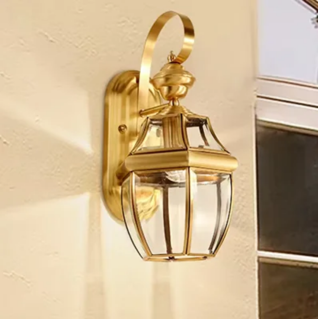 Vintage porch outdoor fixture waterproof luminaire lantern gold garden wall lamps