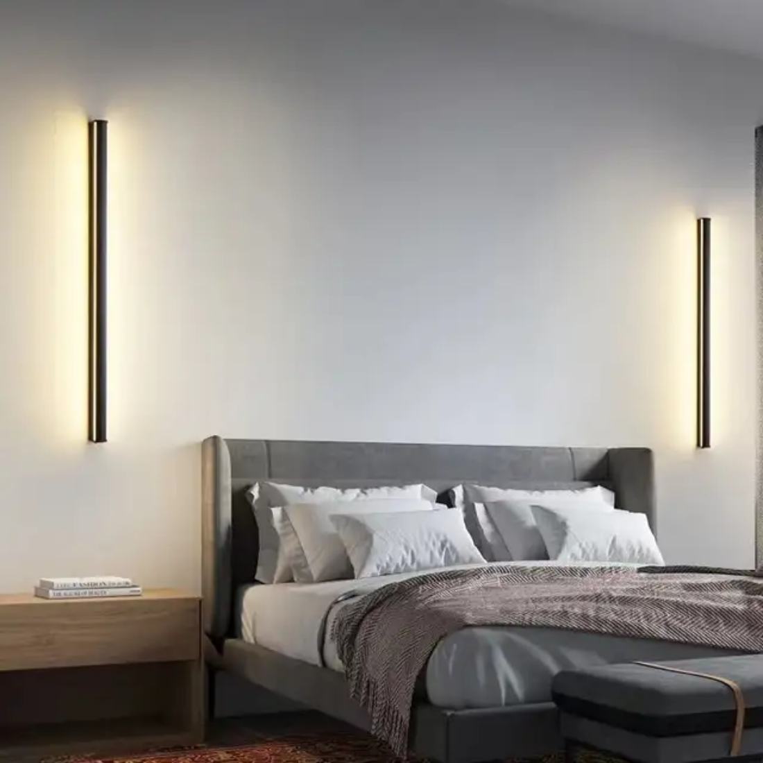 Decoration led wall light indoor bedroom Bedside aisle black long strip wall light fixtures