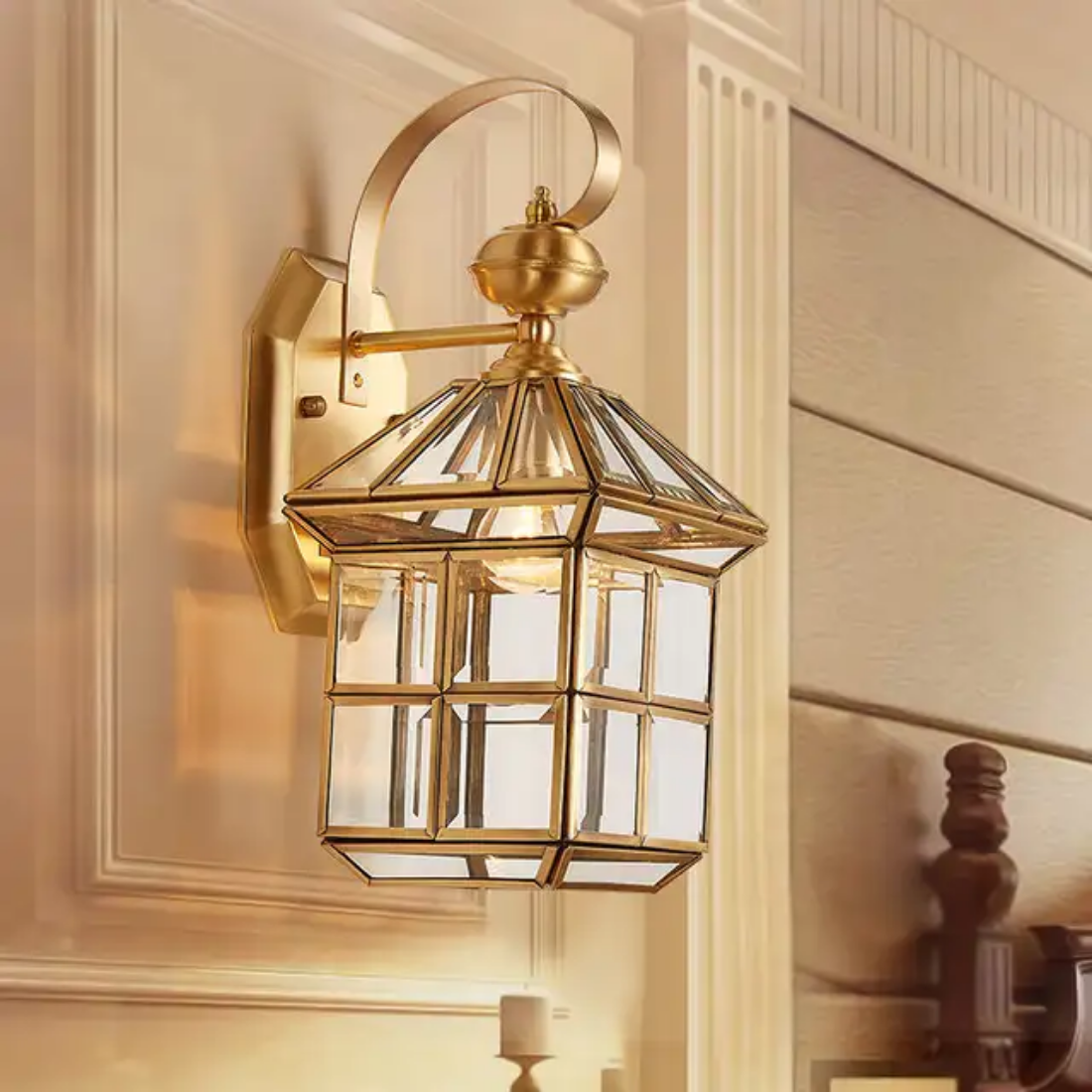 European Aluminum Glass Outdoor Wall Sconce Light Waterproof Vintage led Lantern Wall lamp