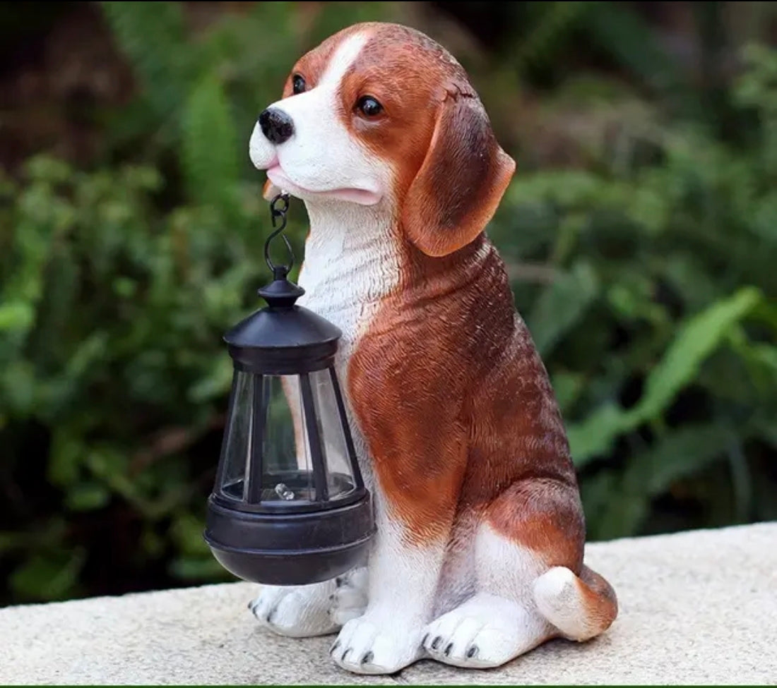 Outdoor Garden Decoration Solar Energy Resin Puppy animal night light lamp garden lighting