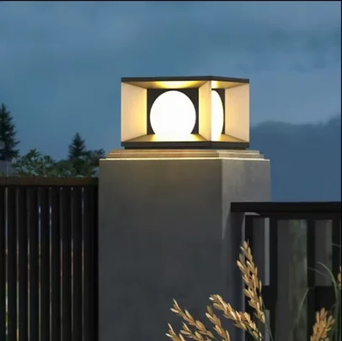 Modern outdoor led post pillar wall lamp