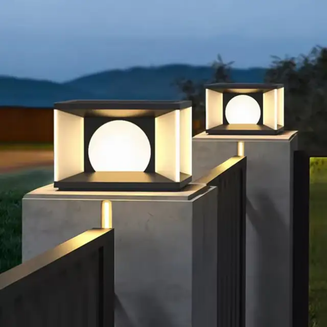 Modern outdoor led post pillar wall lamp