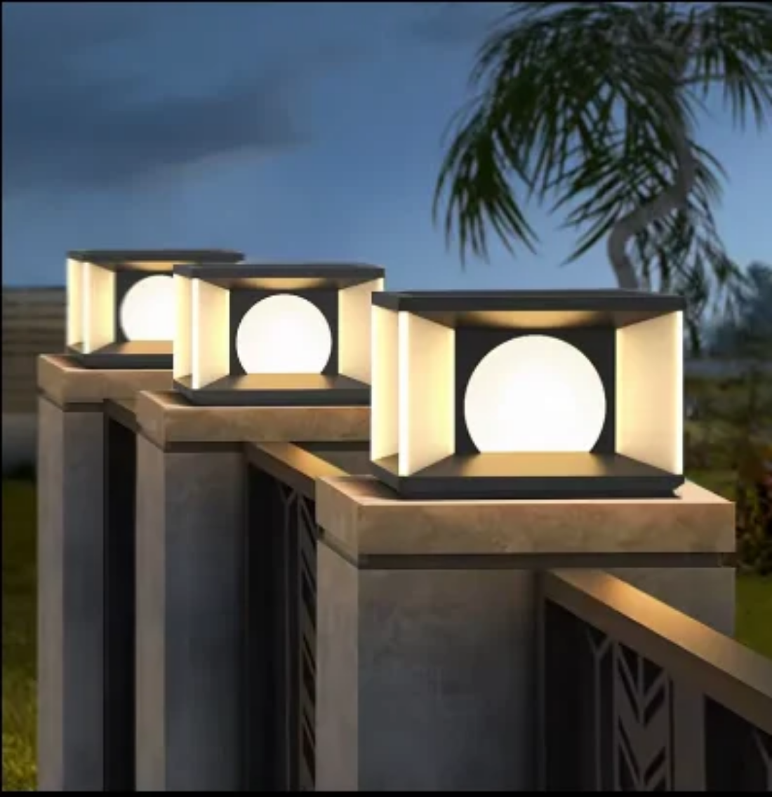 Modern outdoor led post pillar wall lamp