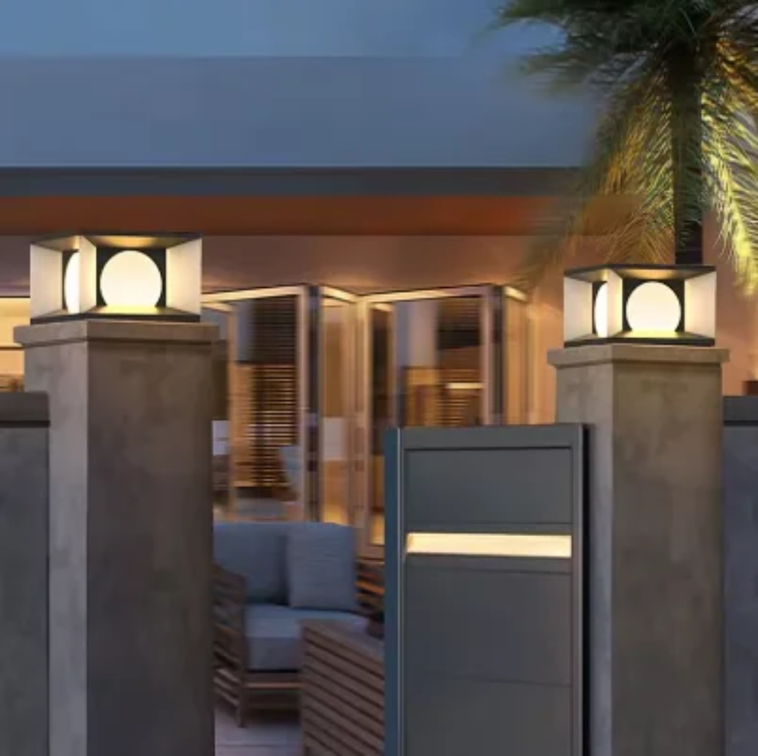 Modern outdoor led post pillar wall lamp