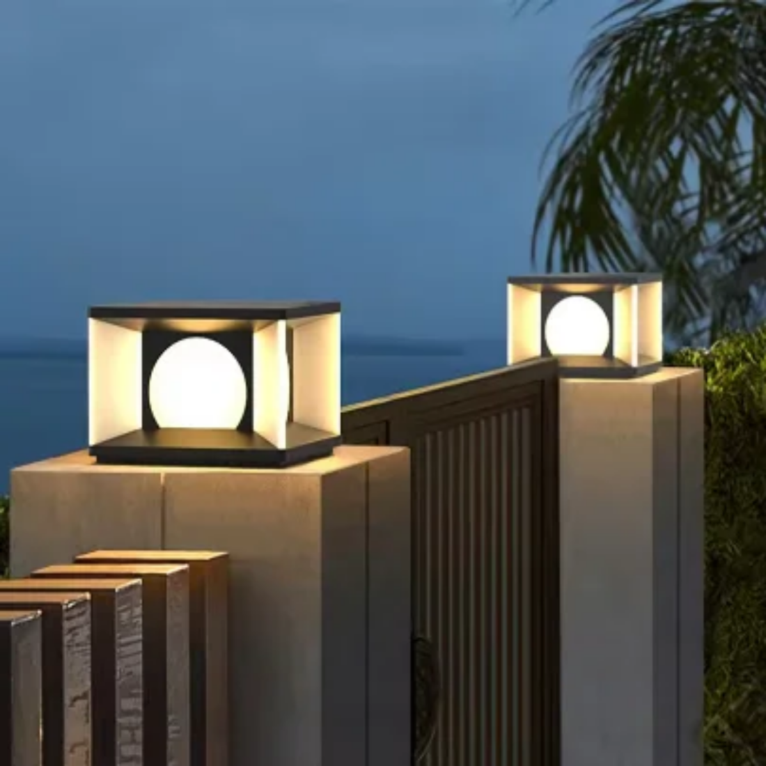 Modern outdoor led post pillar wall lamp