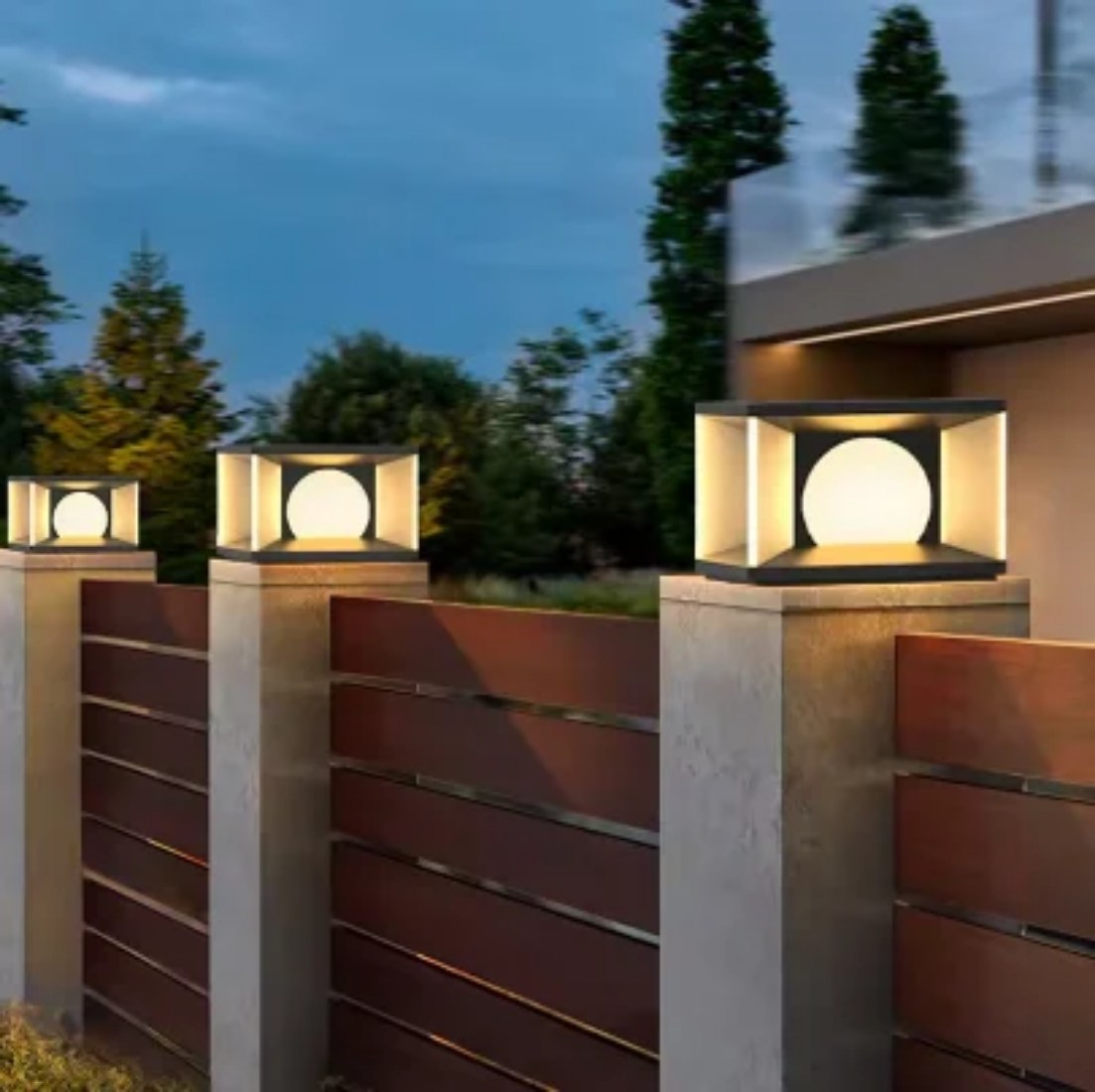 Modern outdoor led post pillar wall lamp