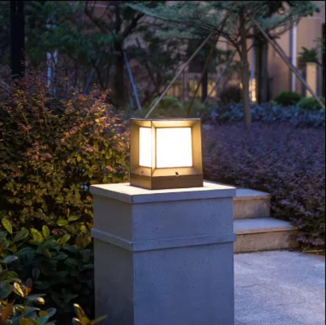 Square pillar lamp modern 20 latest design warm white induction pillar top of outdoor pillar solar lamp