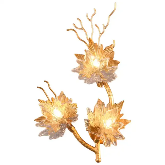 Gold Maple Leaf Decorative Light bedside background copper branch wall lamp