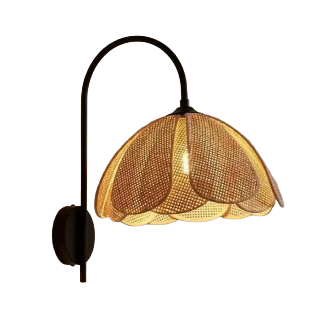 Wabi-sabi style handmade rattan wall lamp background flower design bamboo woven wall lights