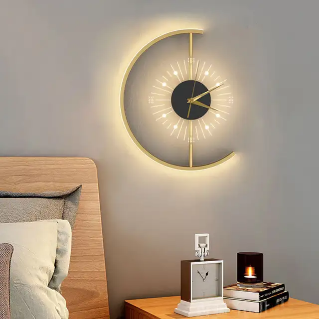 Nordic Bed Wall Lamp Charging Clock Bedside Wall Lights