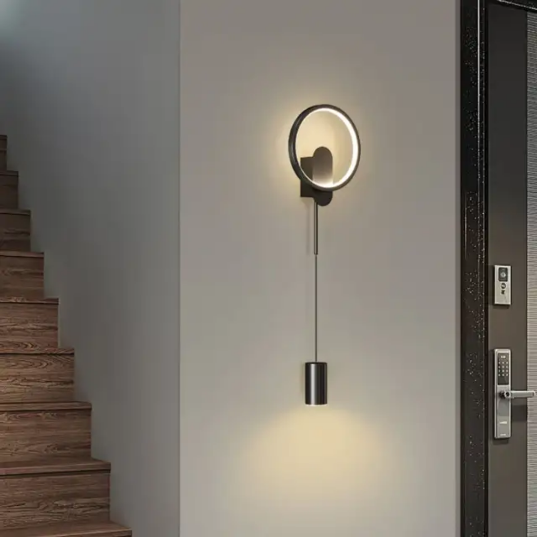 Modern minimalist black gold Wall Sconce bedside hallway aisle living room backdrop line inner wall lamp