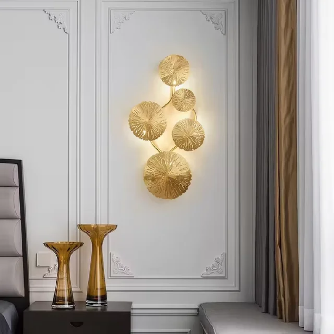 Copper Gold Lotus Leaf wall lamp