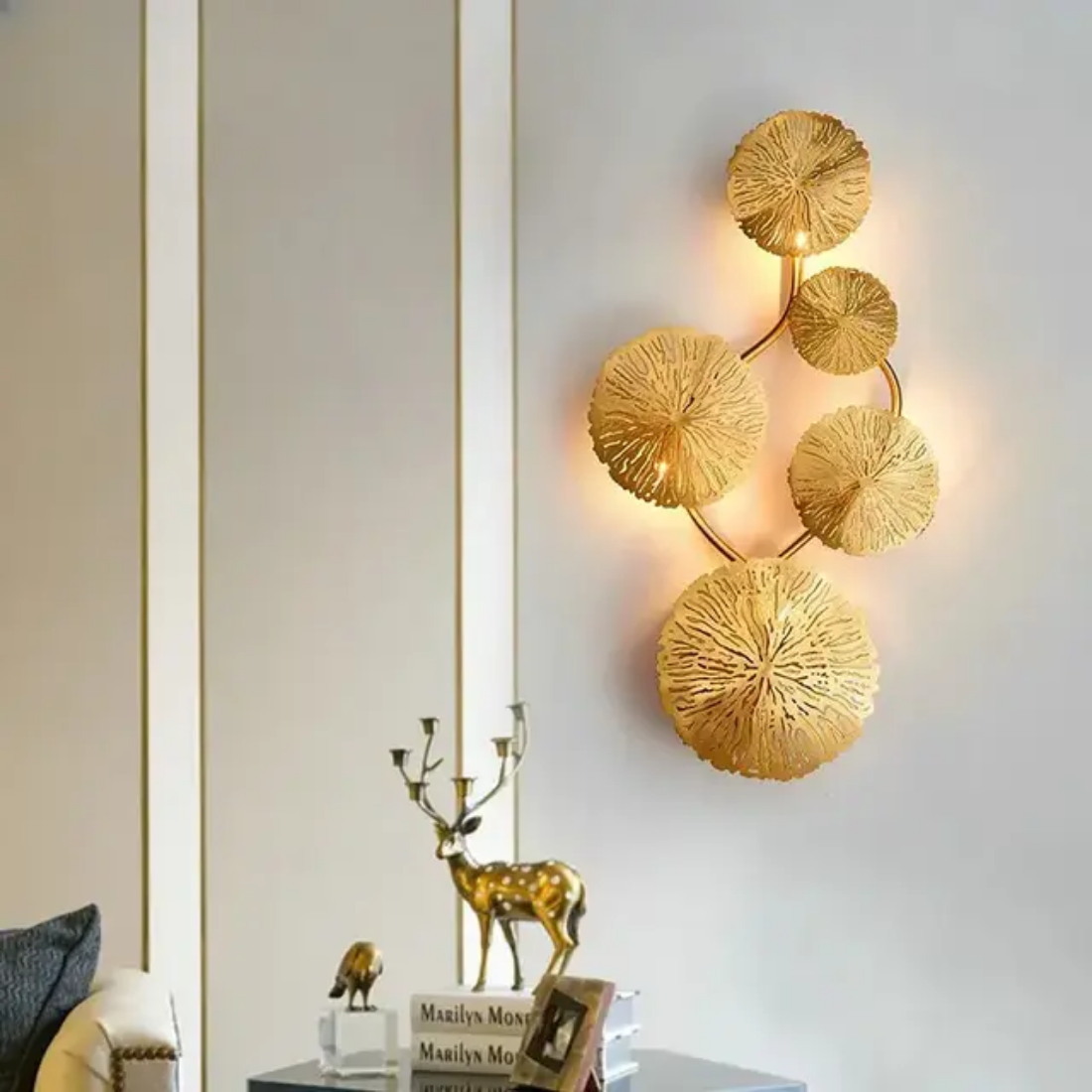 Copper Gold Lotus Leaf wall lamp