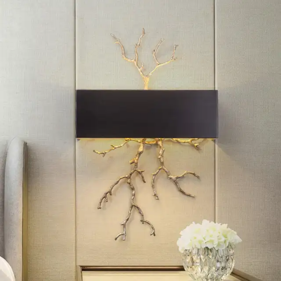 Creative tree branche mounted indoor sconce vintage gold copper