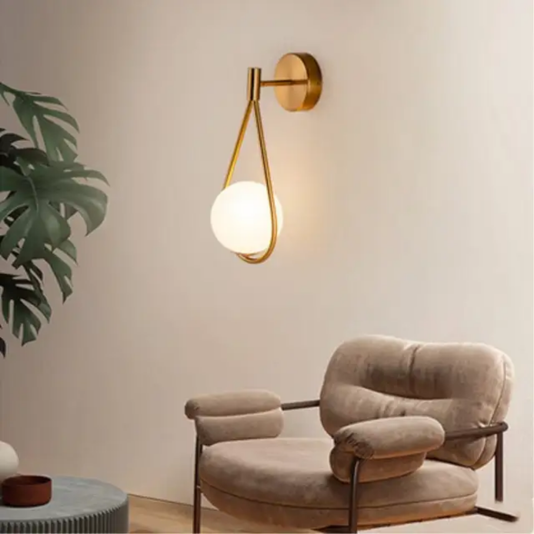 Lobby brass glass ball wall lamp