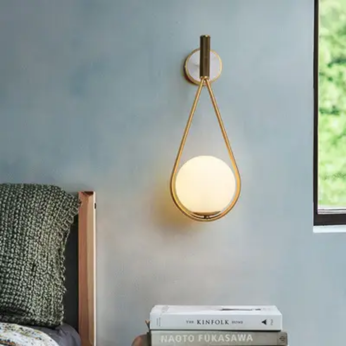 Lobby brass glass ball wall lamp