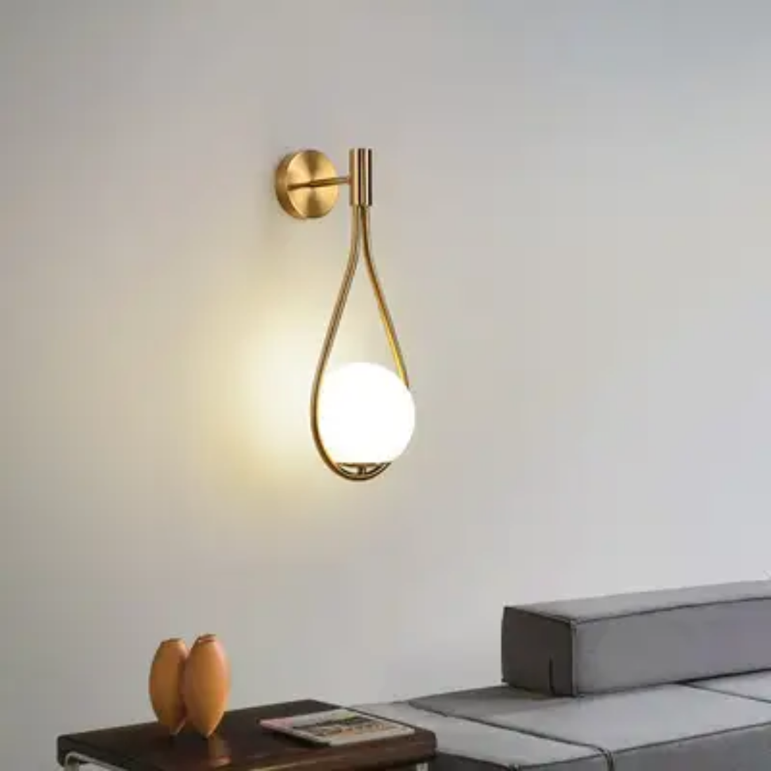 Lobby brass glass ball wall lamp