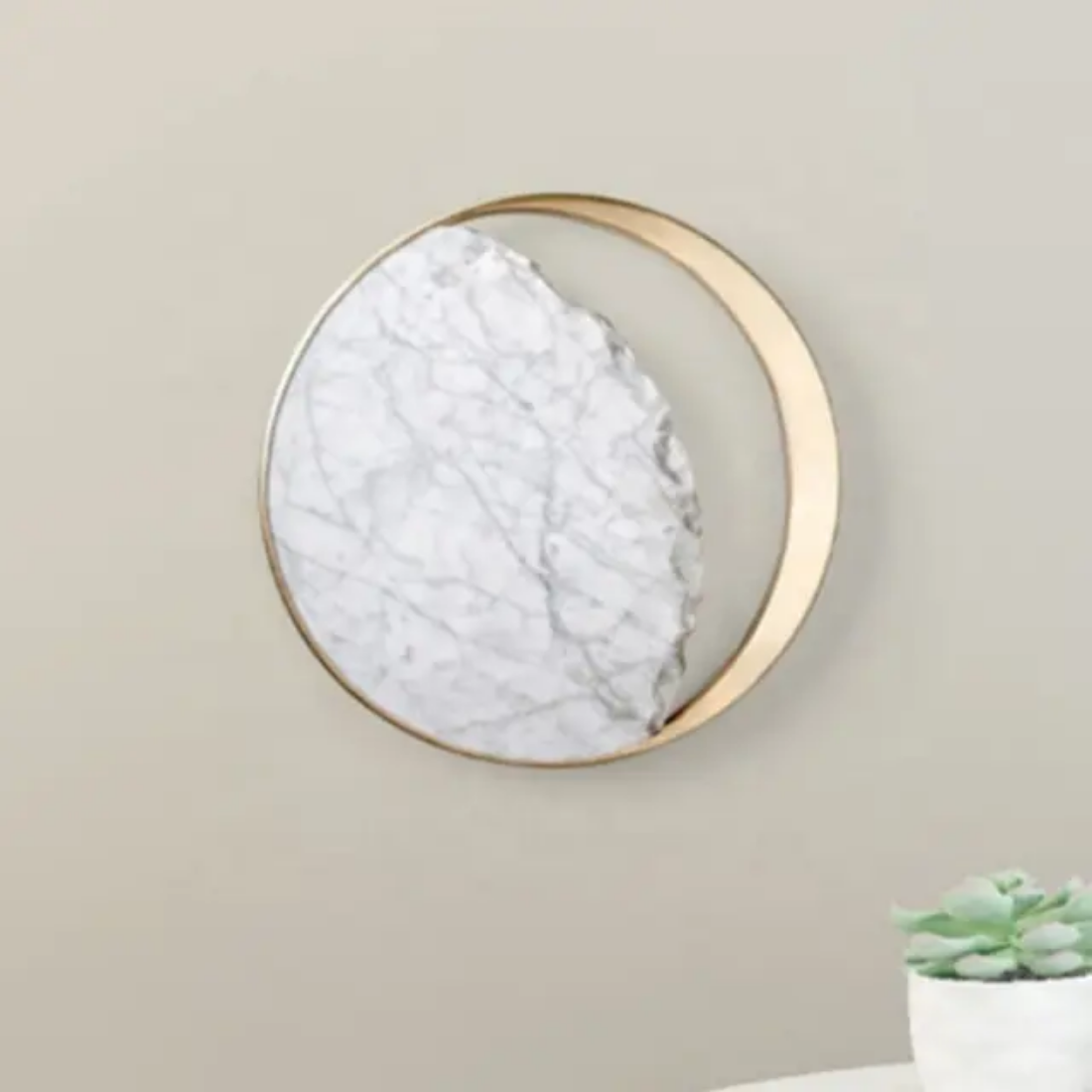 Natural round marble led wall lamp