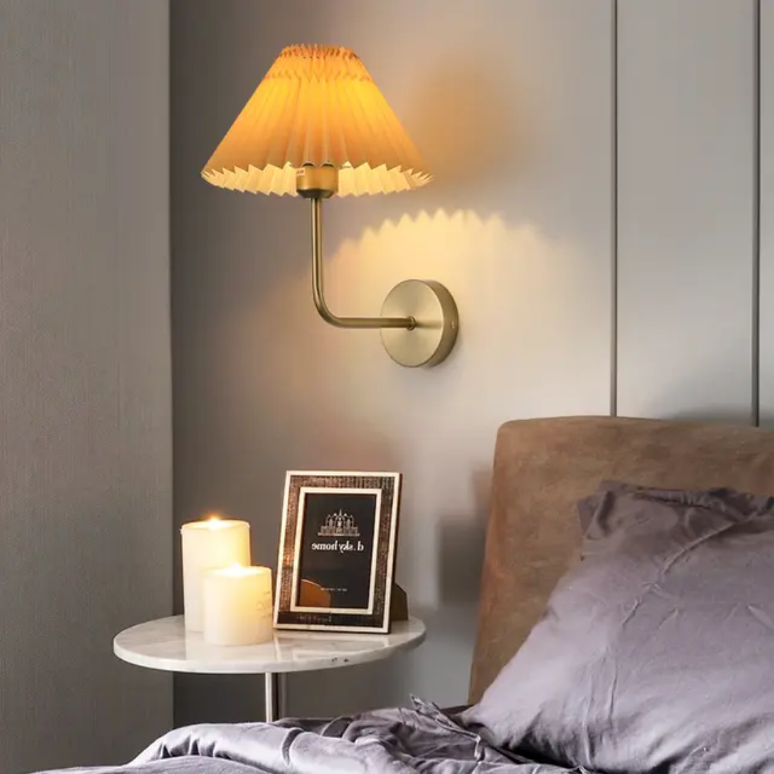 Wall mounted light with fabric shade