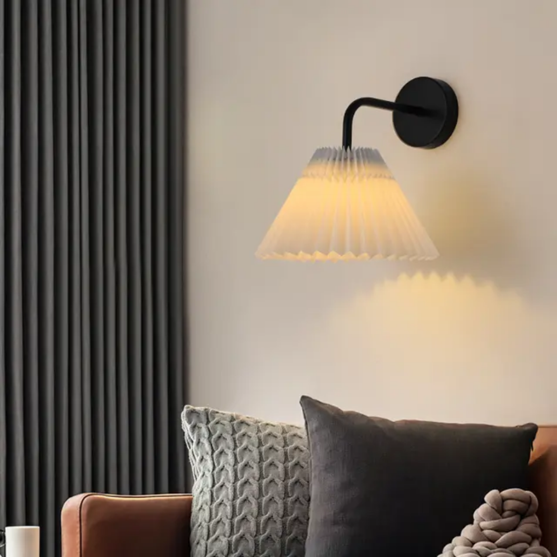 Wall mounted light with fabric shade