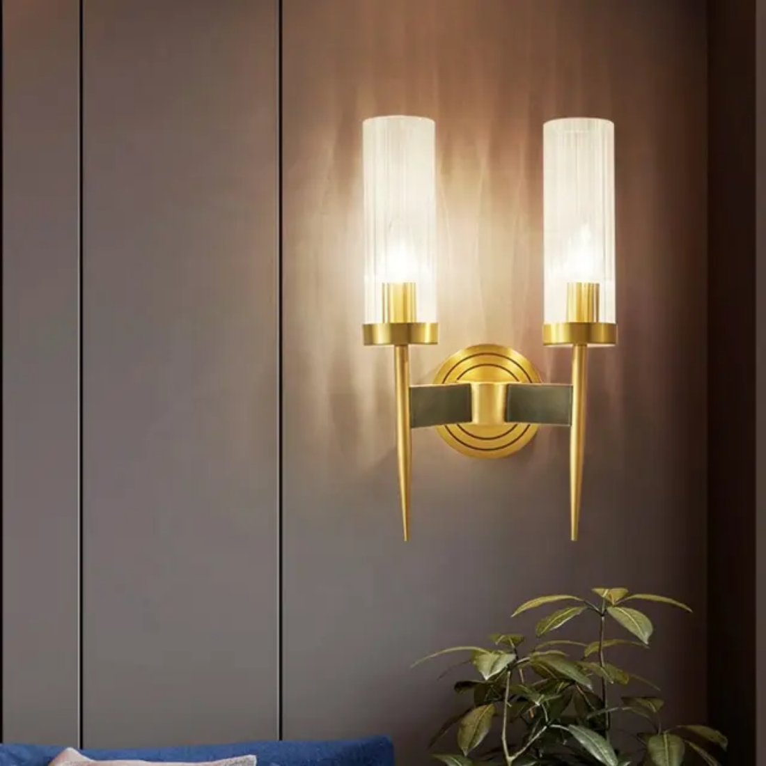 Glass shade wall lamps