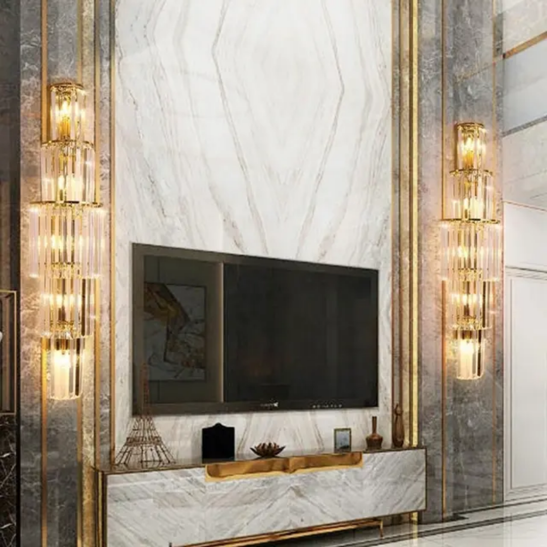 Luxury indoor gold wall lamp