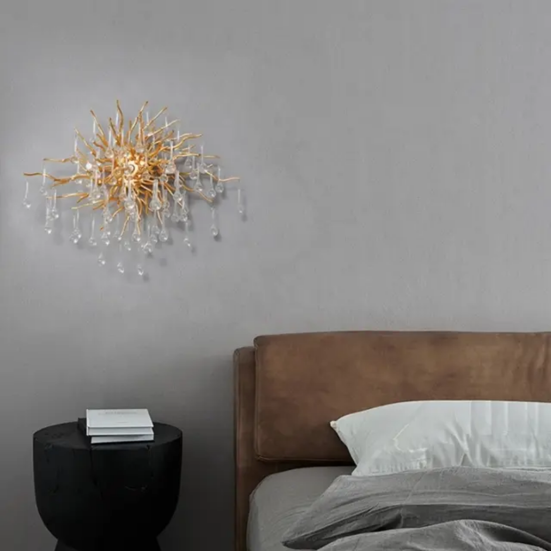 Gold Branch Crystal raindrop Wall Lamp