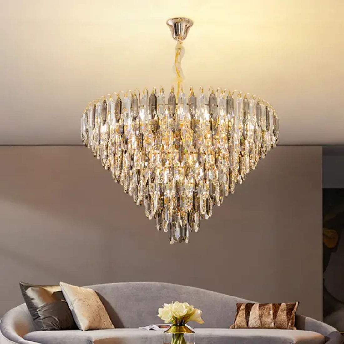 Residential Decoration K9 Crystal Chandelier Gold Crystal Chandelier Light