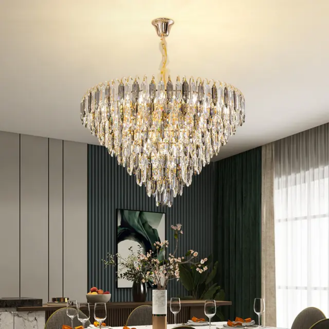 Residential Decoration K9 Crystal Chandelier Gold Crystal Chandelier Light