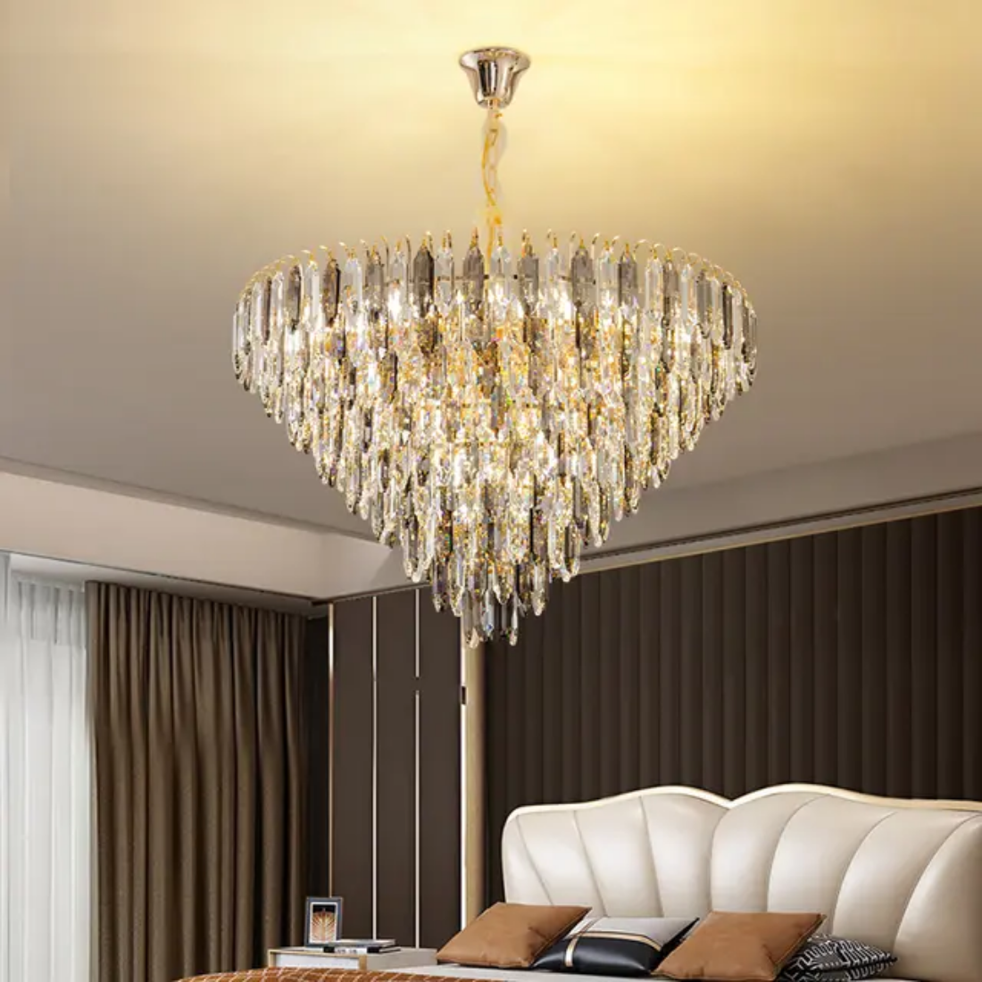 Residential Decoration K9 Crystal Chandelier Gold Crystal Chandelier Light