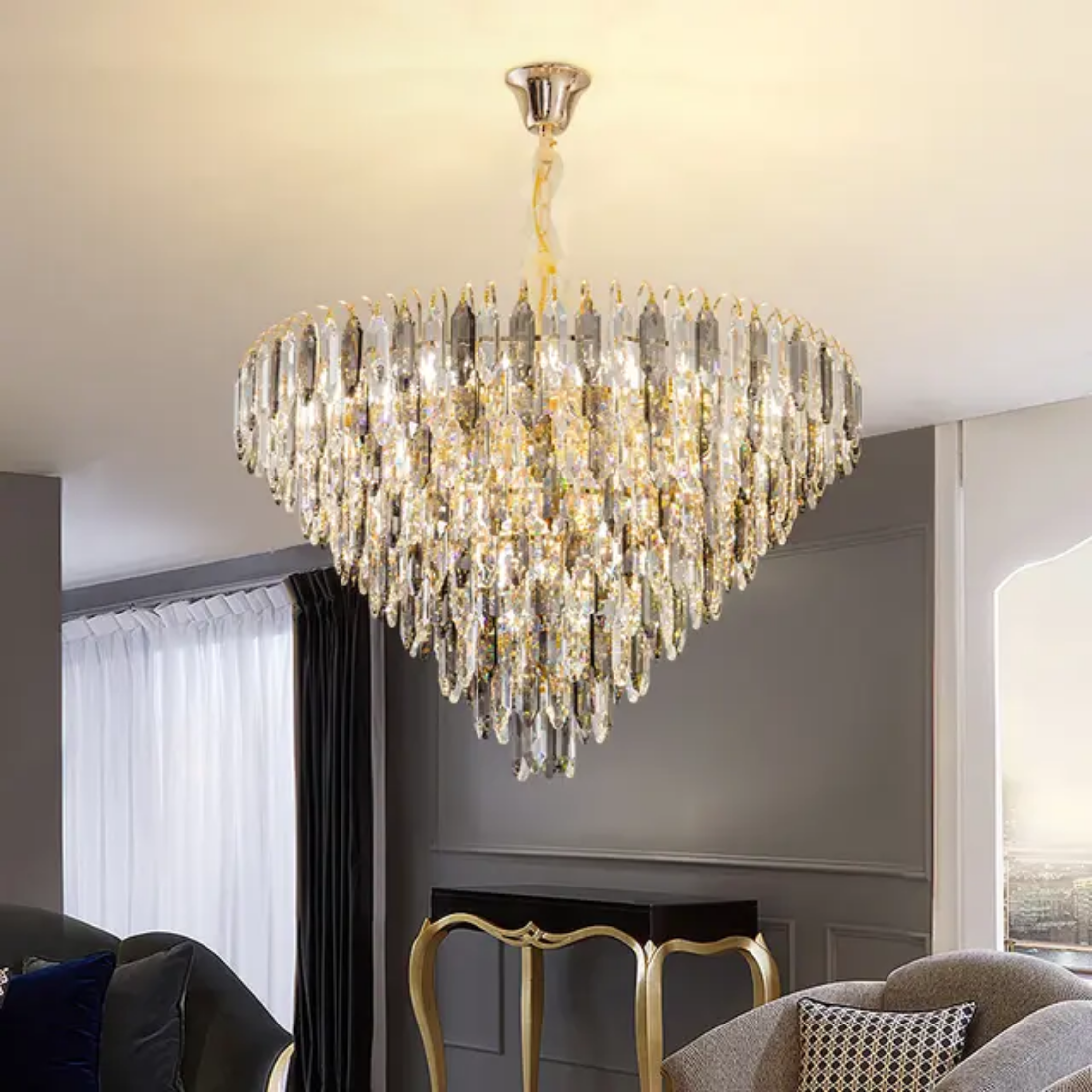 Residential Decoration K9 Crystal Chandelier Gold Crystal Chandelier Light