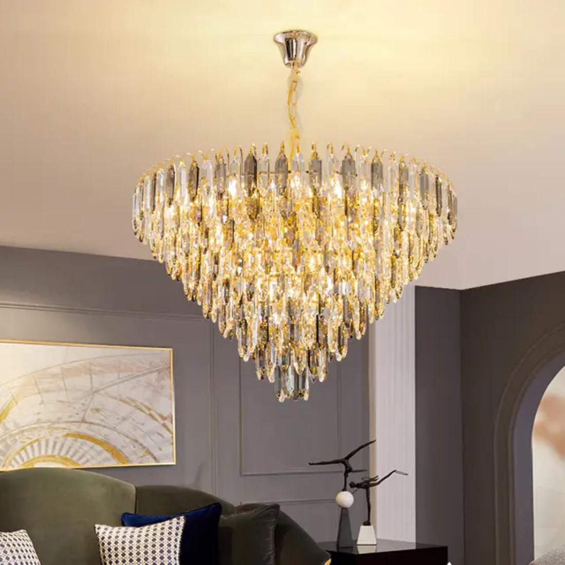 Residential Decoration K9 Crystal Chandelier Gold Crystal Chandelier Light