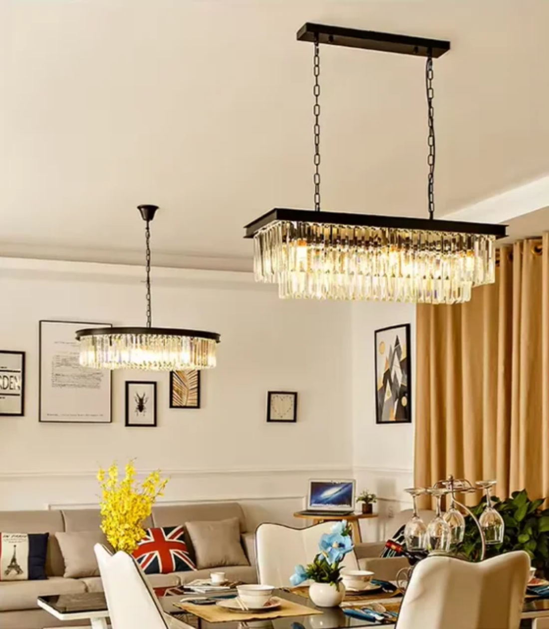 LED Crystal Chandelier Antique Style Hanging Lamp