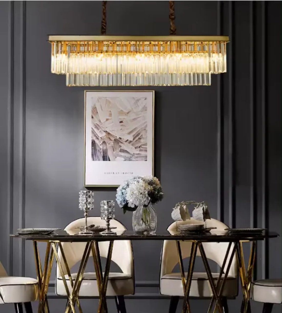 LED Crystal Chandelier Antique Style Hanging Lamp