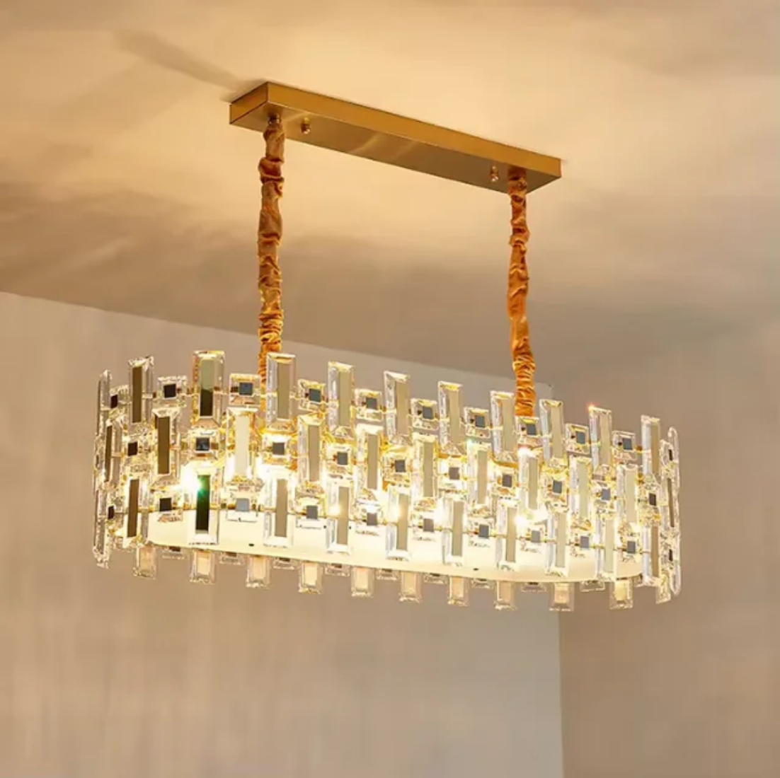 Modern 6 Lights Gold Crystal Chandelier