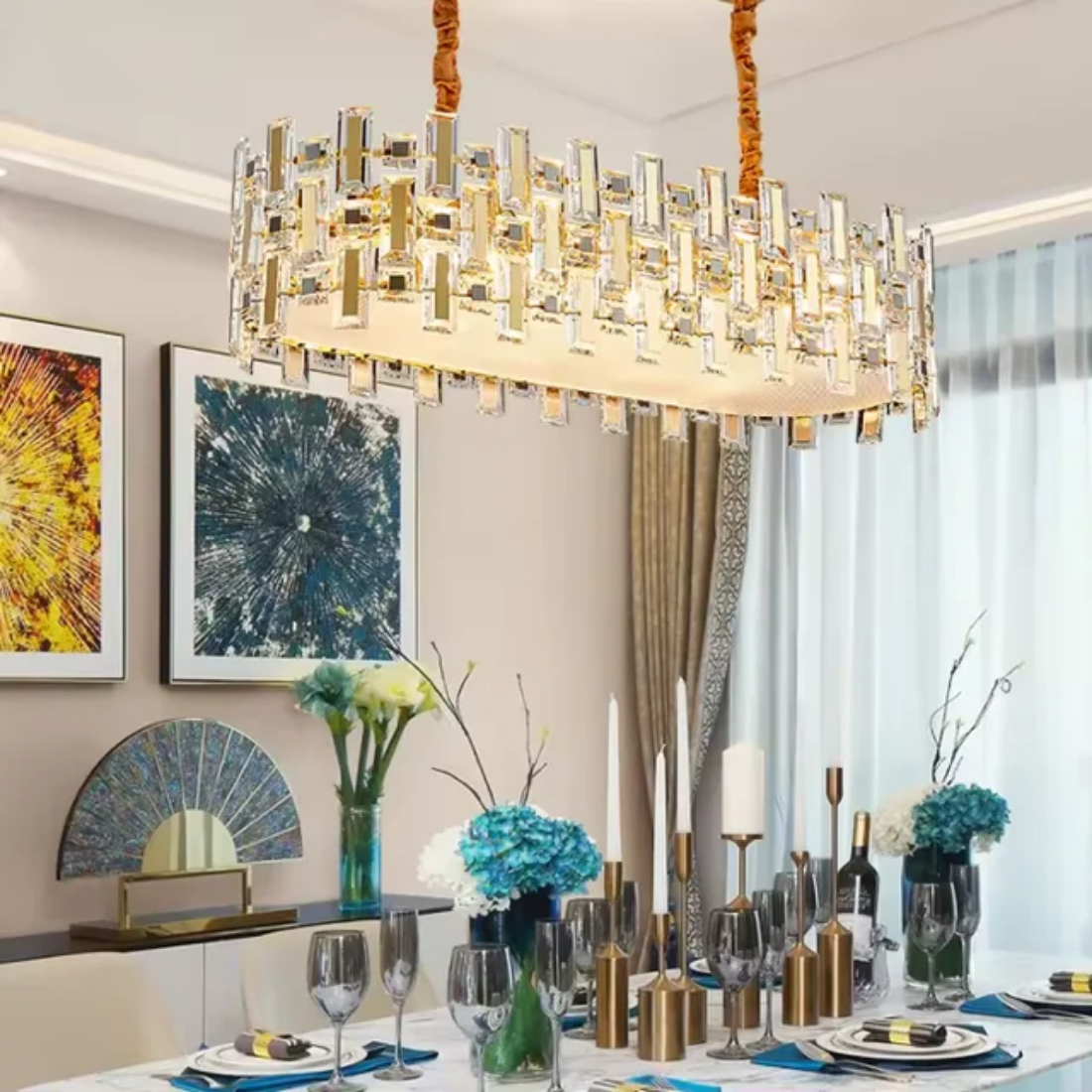 Modern 6 Lights Gold Crystal Chandelier