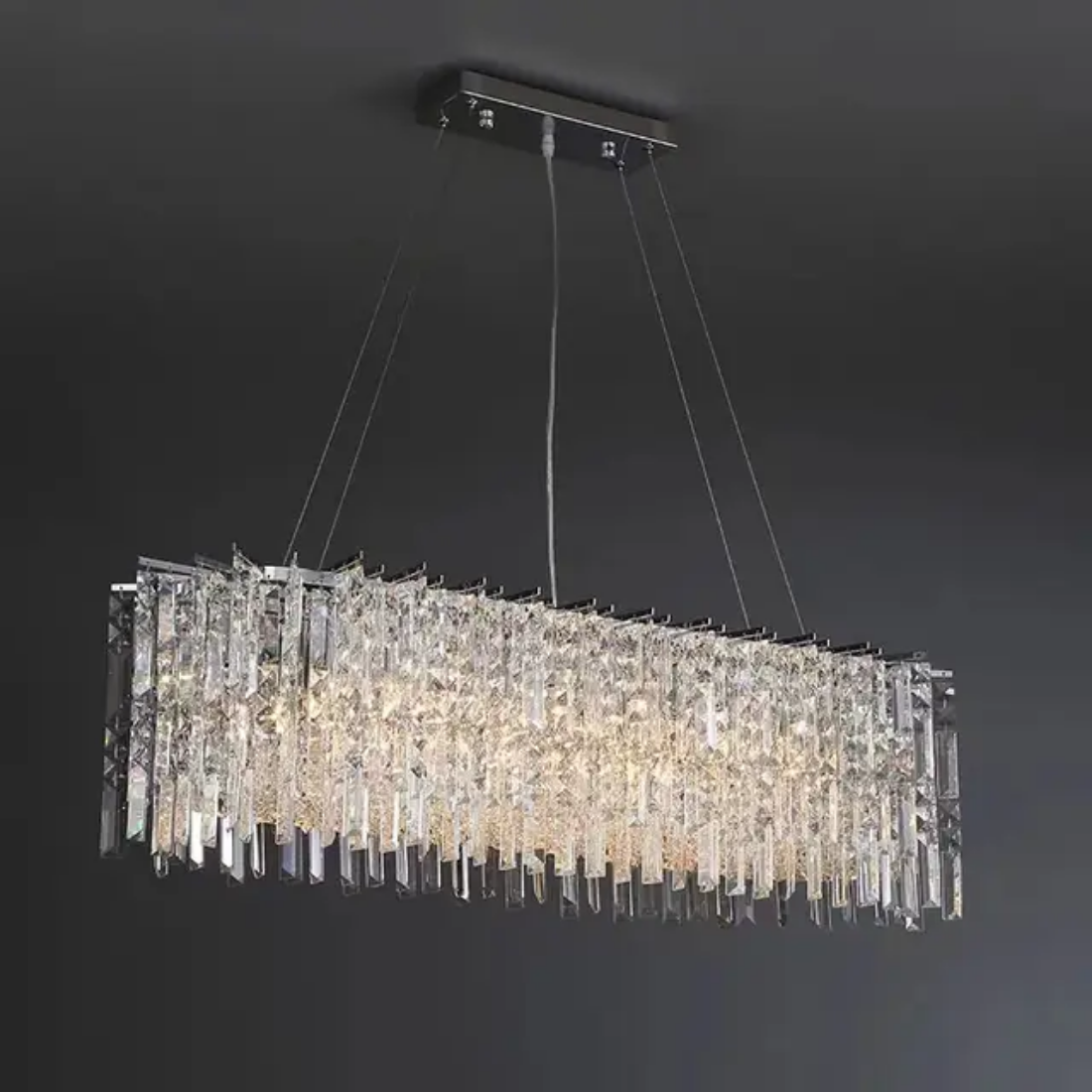 Silver rectangular round led crystal chandelier