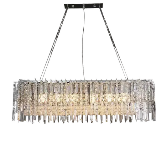 Silver rectangular round led crystal chandelier