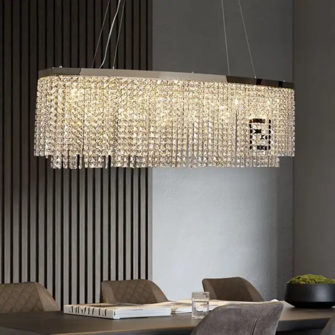 Pendant rectangular round water drop gold ceiling luxury crystal chandelier