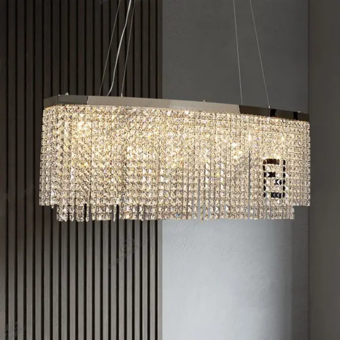 Pendant rectangular round water drop gold ceiling luxury crystal chandelier